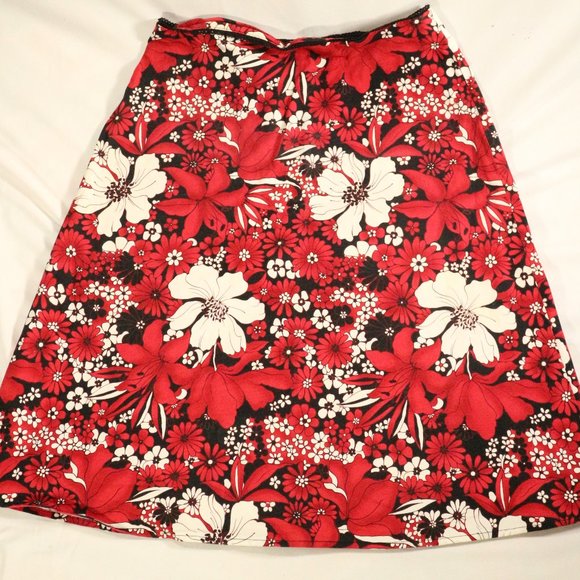 vtg VALERIE STEVENS Floral A-Line Mid Length Skirt Sz 4 US - Picture 3 of 11